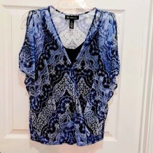 INC International Concepts, size M navy & white blouse w/navy tank top insert